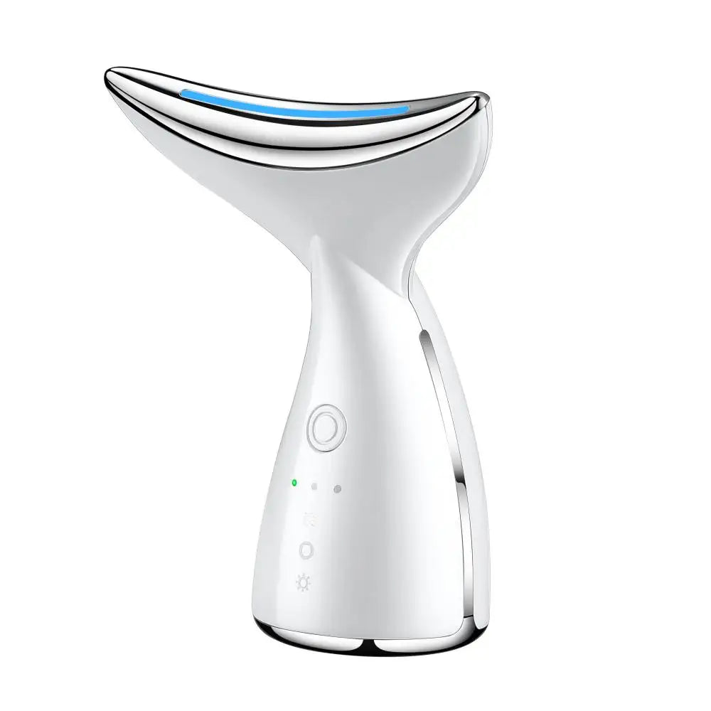 SkinAura Portable LED Photon Rejuvenation Device - 3-Color Anti-Aging Face and Neck Beauty Tool - White