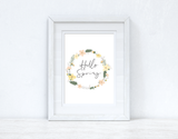 Hello Spring Floral Wreath Spring Seasonal Wall Home Decor Print by WinsterCreations™ Official Store