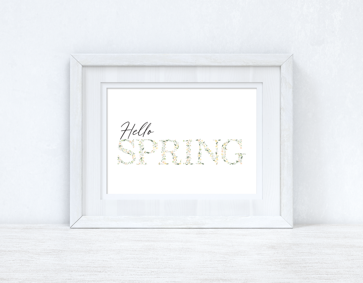 Hello Spring Landscape Floral Letters Spring Seasonal Wall Home Decor Print by WinsterCreations™ Official Store