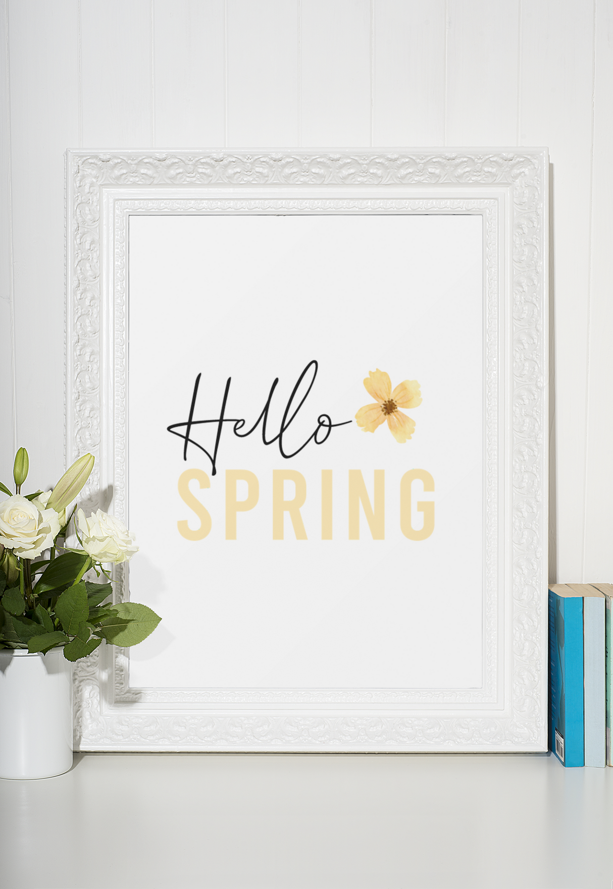 Hello Spring Yellow Floral Flower 2022 Spring Seasonal Wall Home Decor Print by WinsterCreations™ Official Store