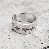 Hemp Leaf Silver Ring by Salt and Sparkle