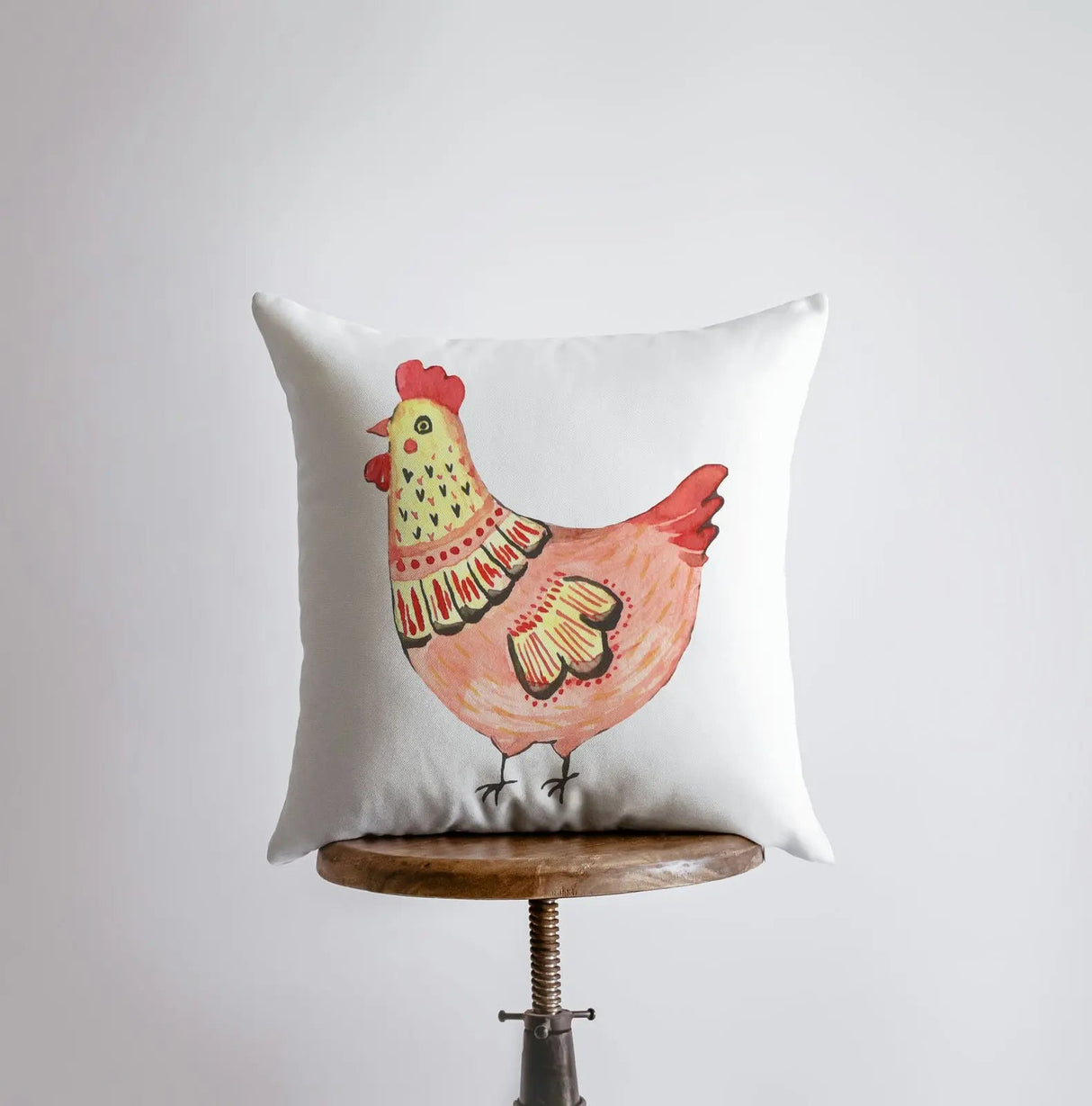 Hen | Peach Hen | Cover and Insert | Modern Farmhouse | Throw Pillow | Farm Decorating | Custom Pillows | Red Throw Pillows | Gift for her by UniikPillows