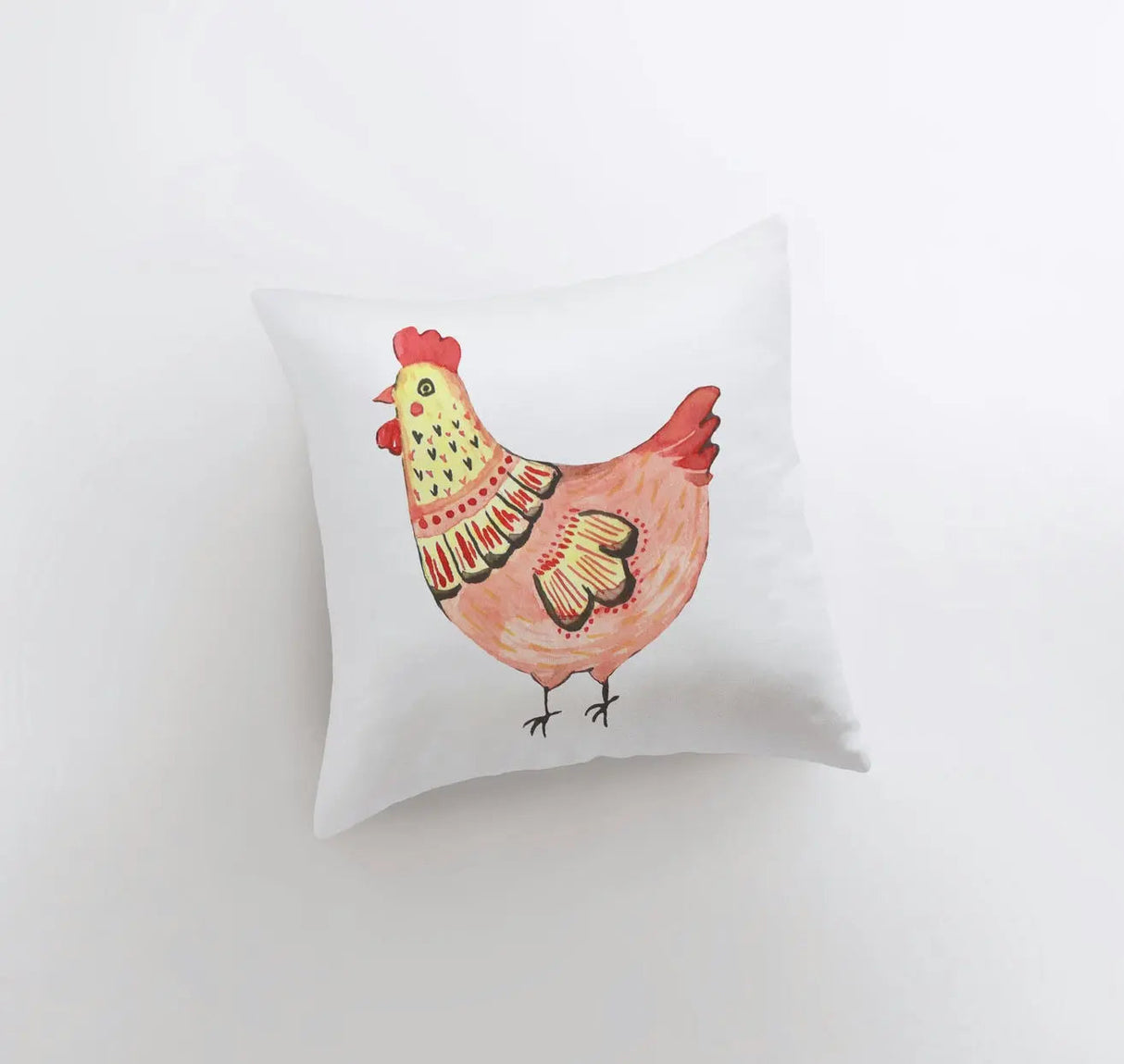 Hen | Peach Hen | Cover and Insert | Modern Farmhouse | Throw Pillow | Farm Decorating | Custom Pillows | Red Throw Pillows | Gift for her by UniikPillows