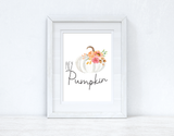 Hey Pumpkin White Floral Pumpkin Autumn 2021 Seasonal Wall Home Decor Print by WinsterCreations™ Official Store