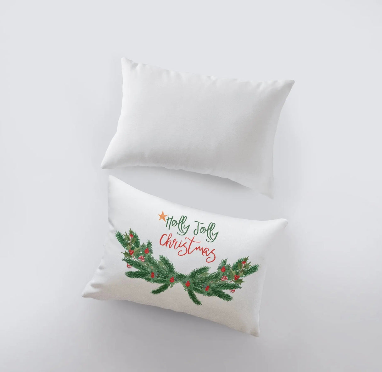 Holly Jolly Christmas with Garland Pillow Cover | 18x12 | Christmas Decor | Home Décor | Aesthetic Room Decor | Elegant Luxury Decor by UniikPillows