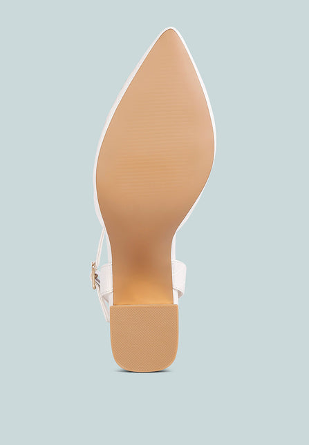 hyatt metallic sling block heel sandals by London Rag