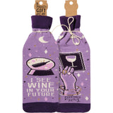 I See Wine In Your Future Knit Bottle Sock in Purple | Reusable Gift Bag for Gifting Wine by The Bullish Store