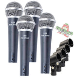 Cardioid Microphones with Clips (4 Pack) by FAT TOAD - Vocal Handheld, Wired Unidirectional Mic - Singing Microphone for Music Stage Performance by GeekStands.com