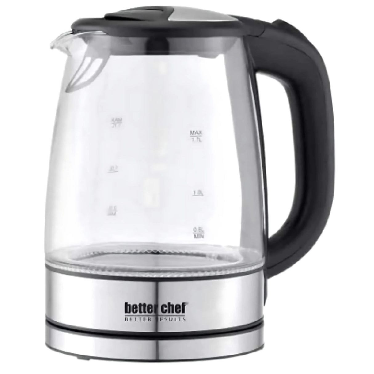 Better Chef 1100-Watt Glass Electric Cordless Kettle With Stainless Accents - Steel