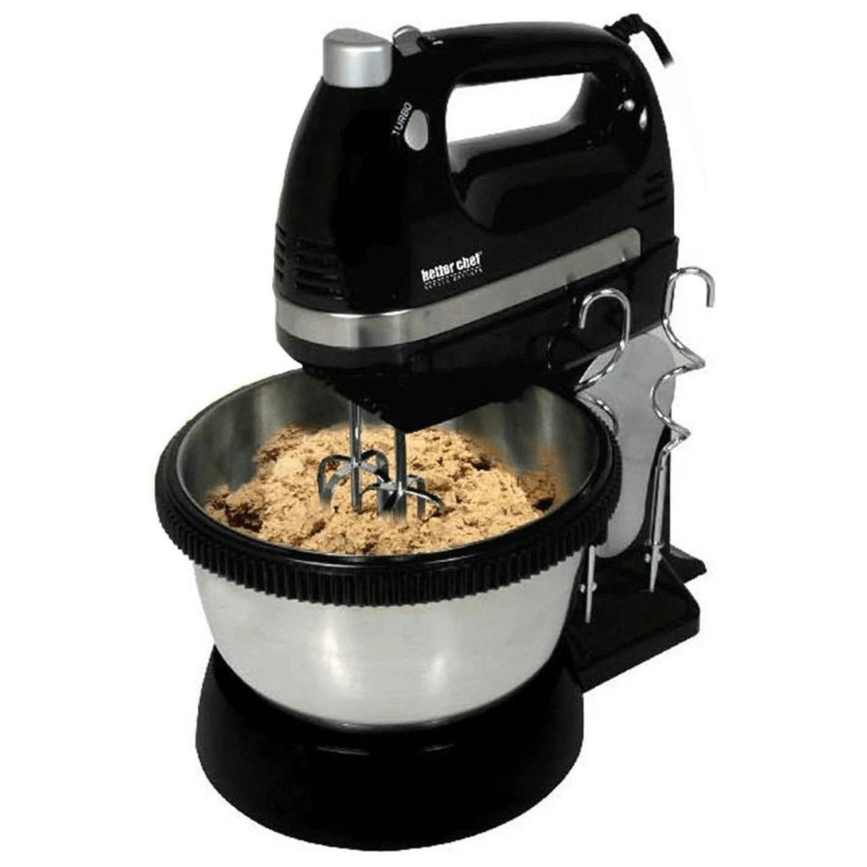 Better Chef 350-Watt Stand/Hand Mixer With Burst And Stainless Steel Bowl - Black