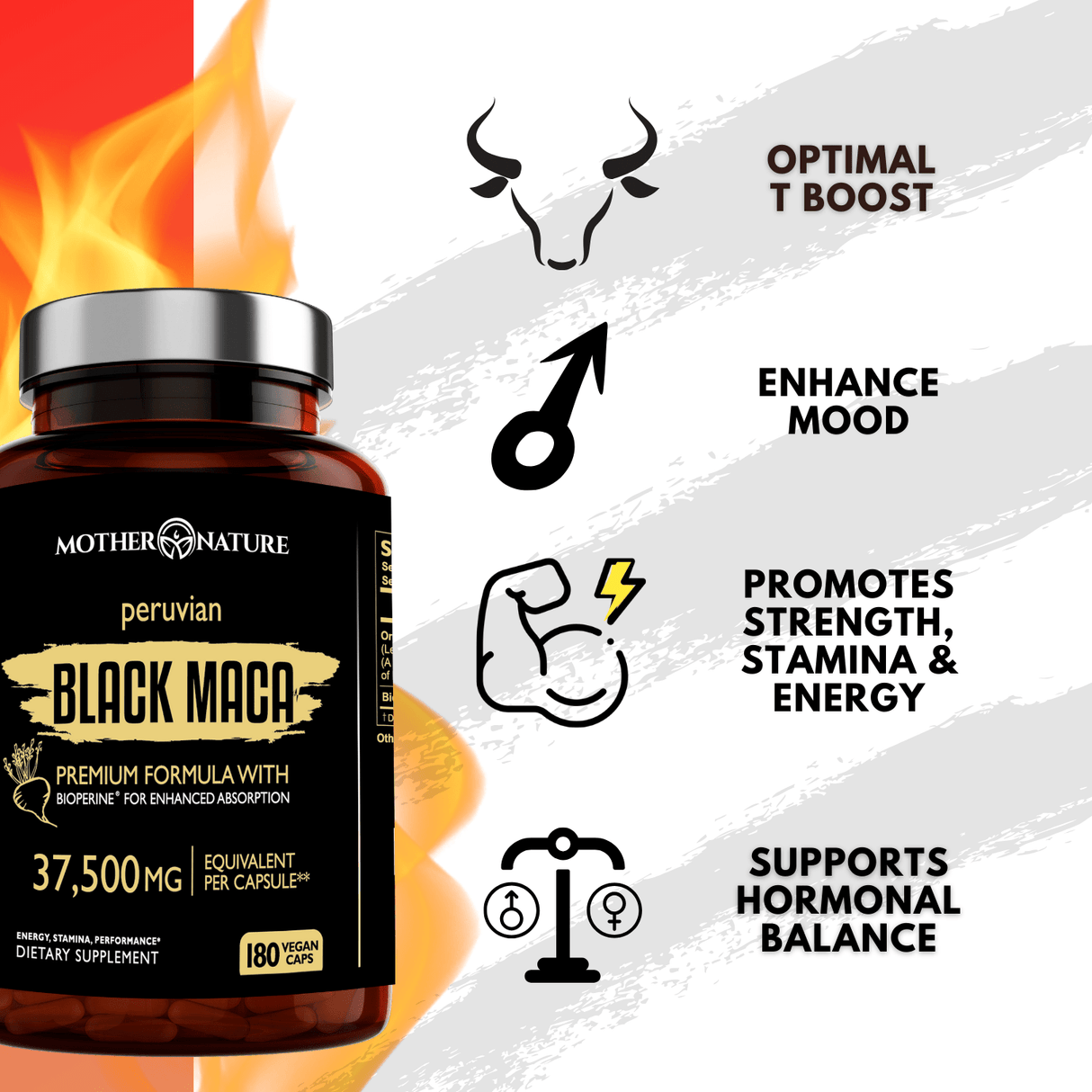 Black Maca Capsules 37,500 mg by Mother Nature Organics