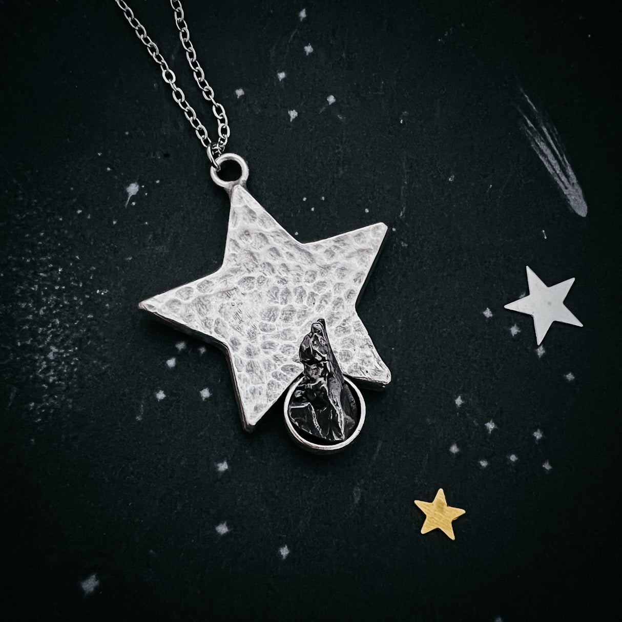 CLEARANCE Star Shaped Pendant Necklace with Authentic Meteorite by Yugen Handmade