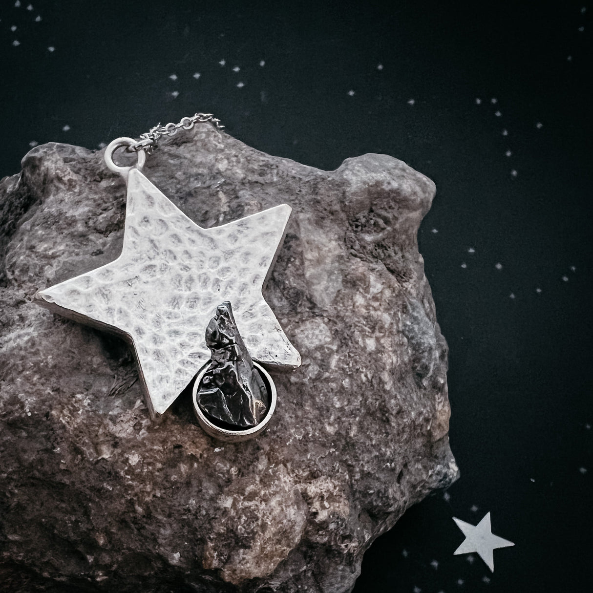 CLEARANCE Star Shaped Pendant Necklace with Authentic Meteorite by Yugen Handmade