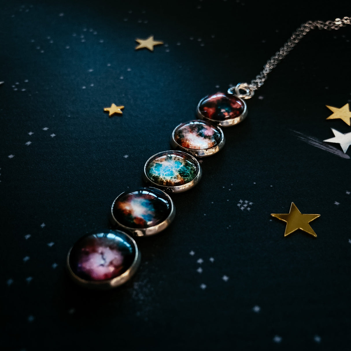 Nebula Rainbow Vertical Pendant Necklace by Yugen Handmade