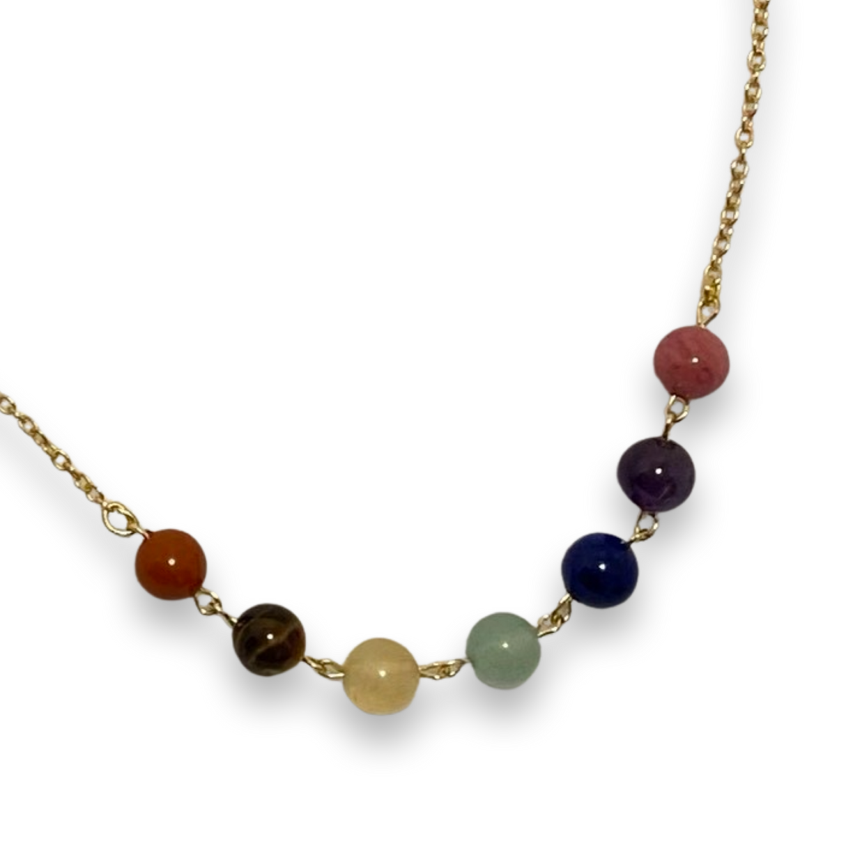 Chakra Balance Necklace with Natural Gemstones and Charm by The Urban Charm