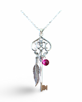 Skeleton Key Necklace with Pink Tiger’s Eye by The Urban Charm