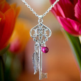 Skeleton Key Necklace with Pink Tiger’s Eye by The Urban Charm