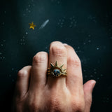 Dark Before the Dawn Sunburst Ring with Copper Lapis Lazuli by Yugen Handmade