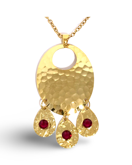 Hammered Ruby Chandelier Necklace by The Urban Charm