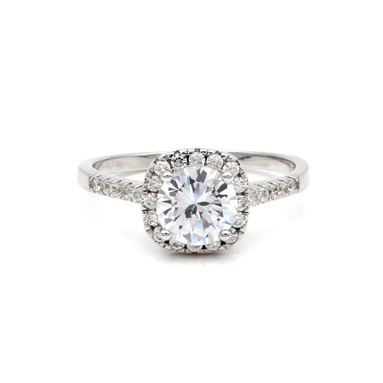 5/8 CTW Brilliance: AAA+ Round Cubic Zirconia Halo Adjustable Ring by Hollywood Sensation®