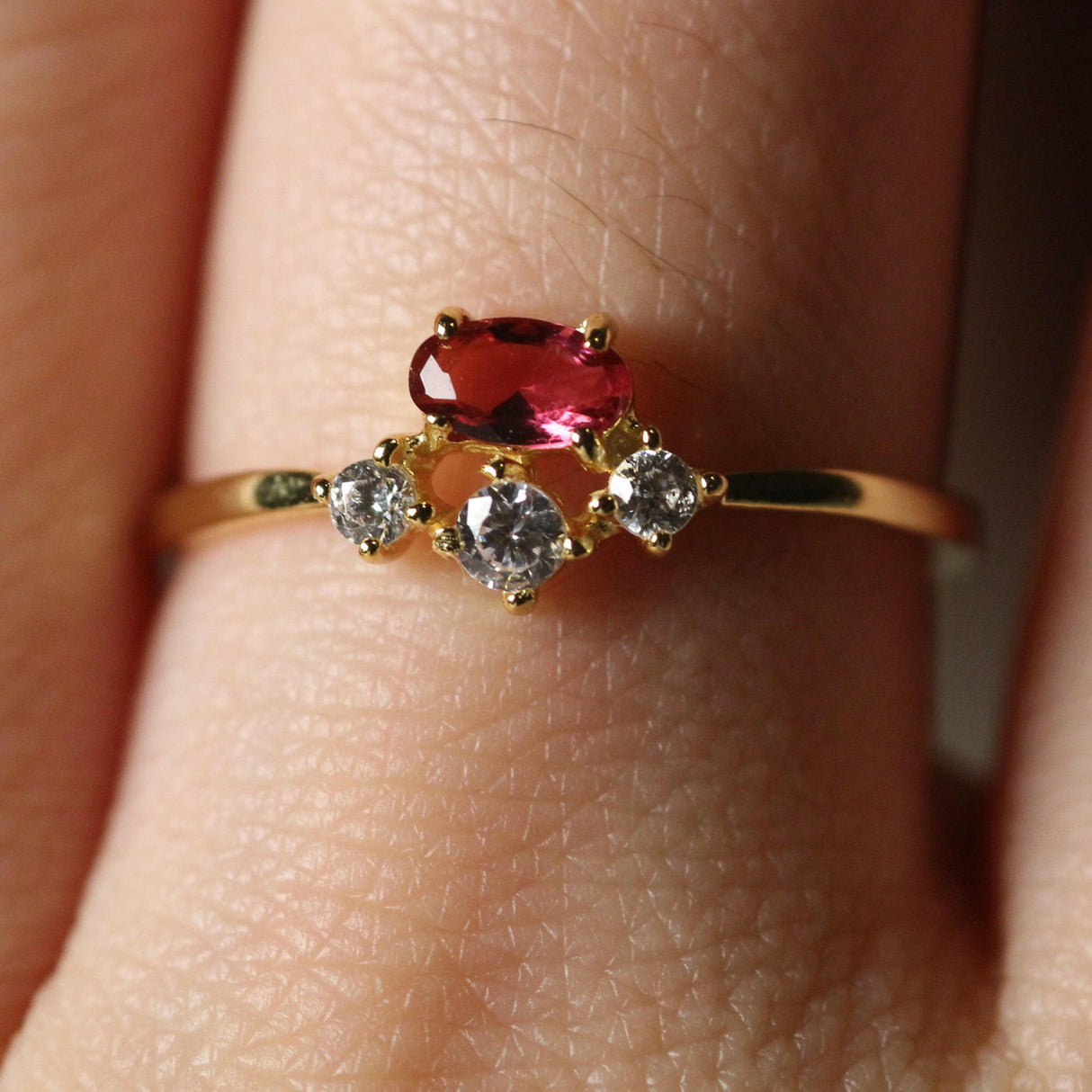 14k Oval Ruby with Diamond Gold Ring by VicStoneNYC Fine Jewelry