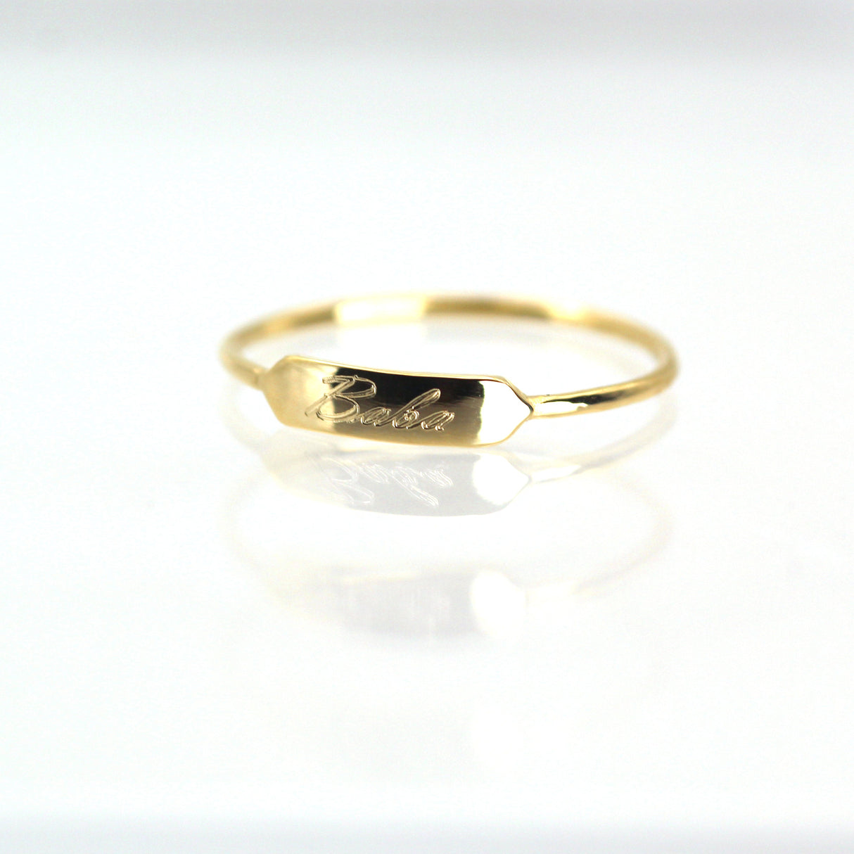 14k Customized Engraving Gold Ring by VicStoneNYC Fine Jewelry