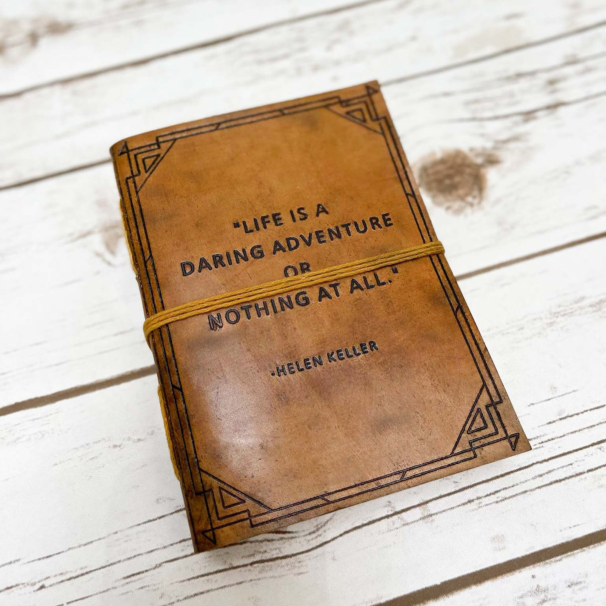 A Daring Adventure Helen Keller Quote Leather Journal - 7x5 by Soothi