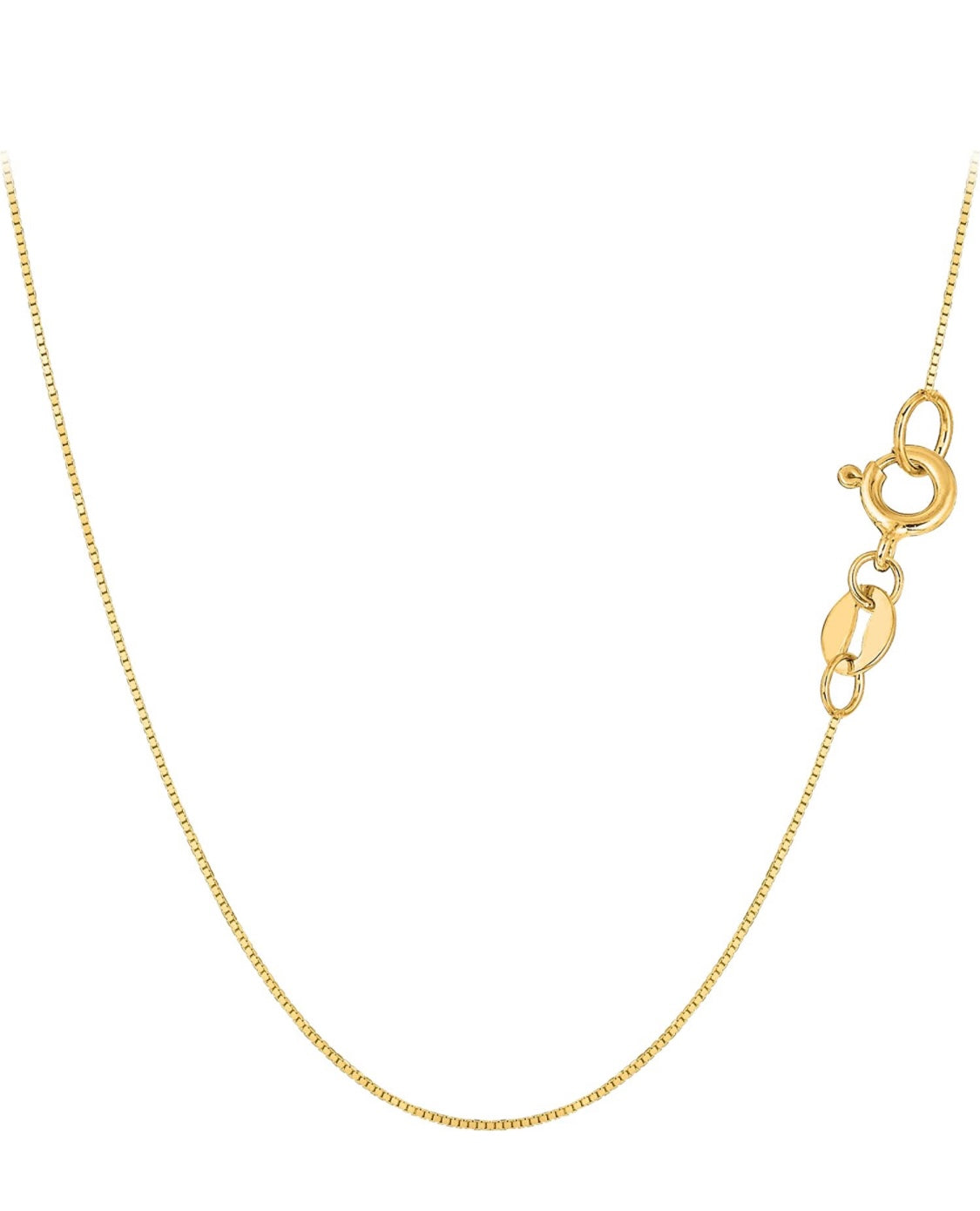 10K Yellow Gold Box Chain Necklace, Italian Made 10K Gold Spring Ring Clasp by Donatello Gian