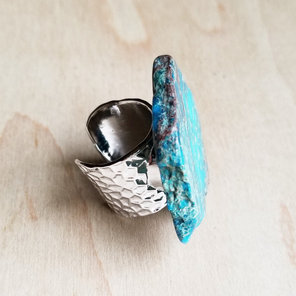 Blue Turquoise Slab Cocktail Statement Ring 012h by The Jewelry Junkie