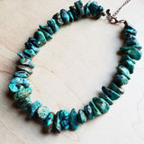 Chunky Natural Turquoise Collar Length Necklace (245b) by The Jewelry Junkie