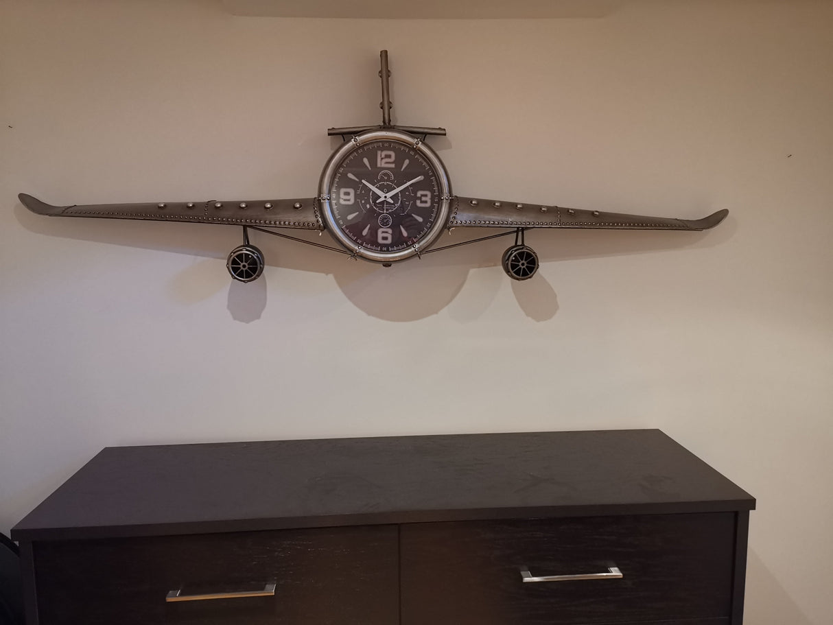 Wall clock - Metal Medium  Vintage Fighter Jet Wall Clock by Peterson Housewares & Artwares