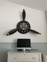 Metal Airplane Propeller Wall Décor clock by Peterson Housewares & Artwares