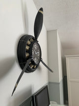 Metal Airplane Propeller Wall Décor clock by Peterson Housewares & Artwares