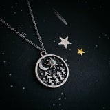 Starry Forest Night Pendant Necklace with Opal by Yugen Handmade