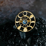 Large Moon Phase Statement Cocktail Ring by Yugen Handmade