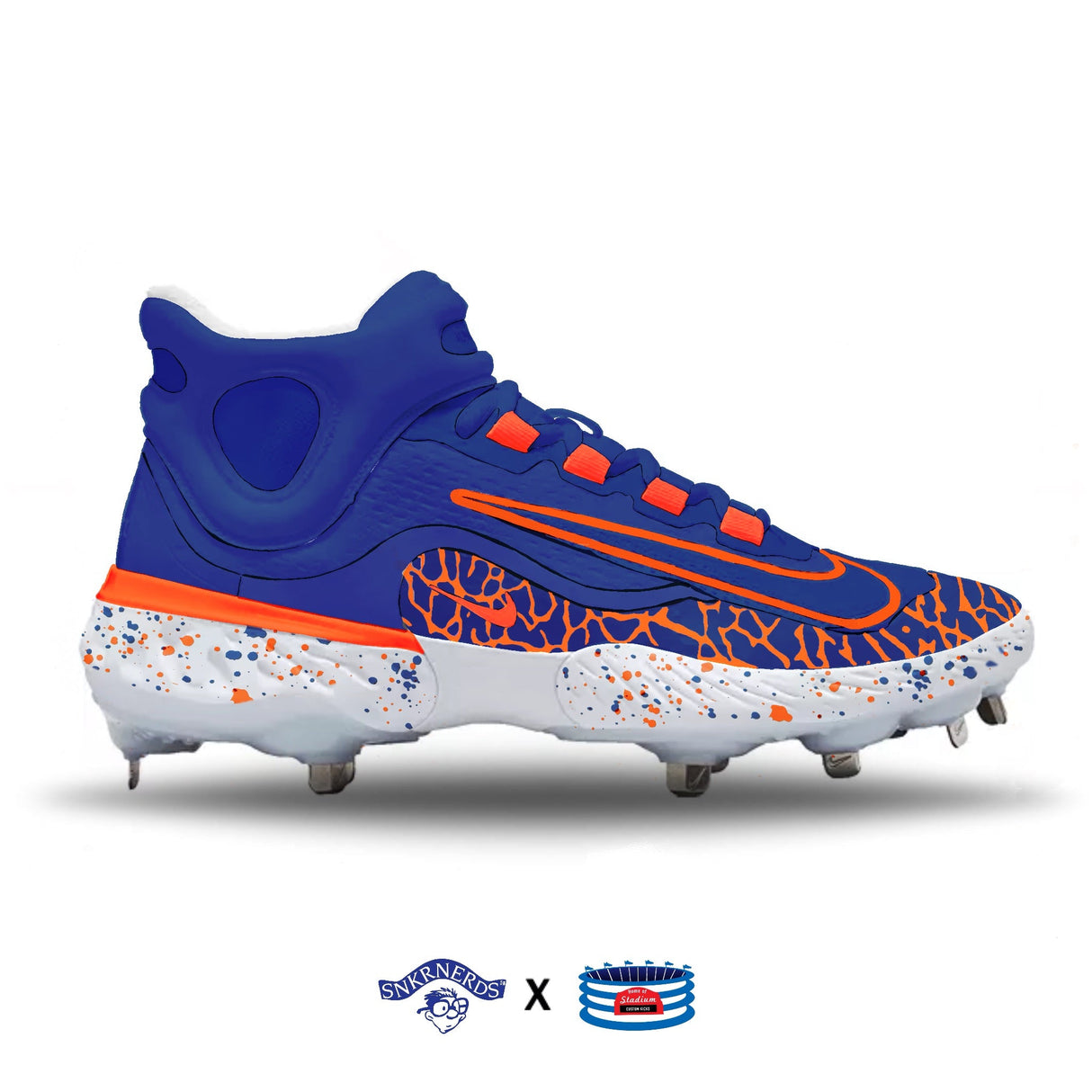 "New York" Nike Alpha Huarache Elite 4 Mid Cleats by Stadium Custom Kicks