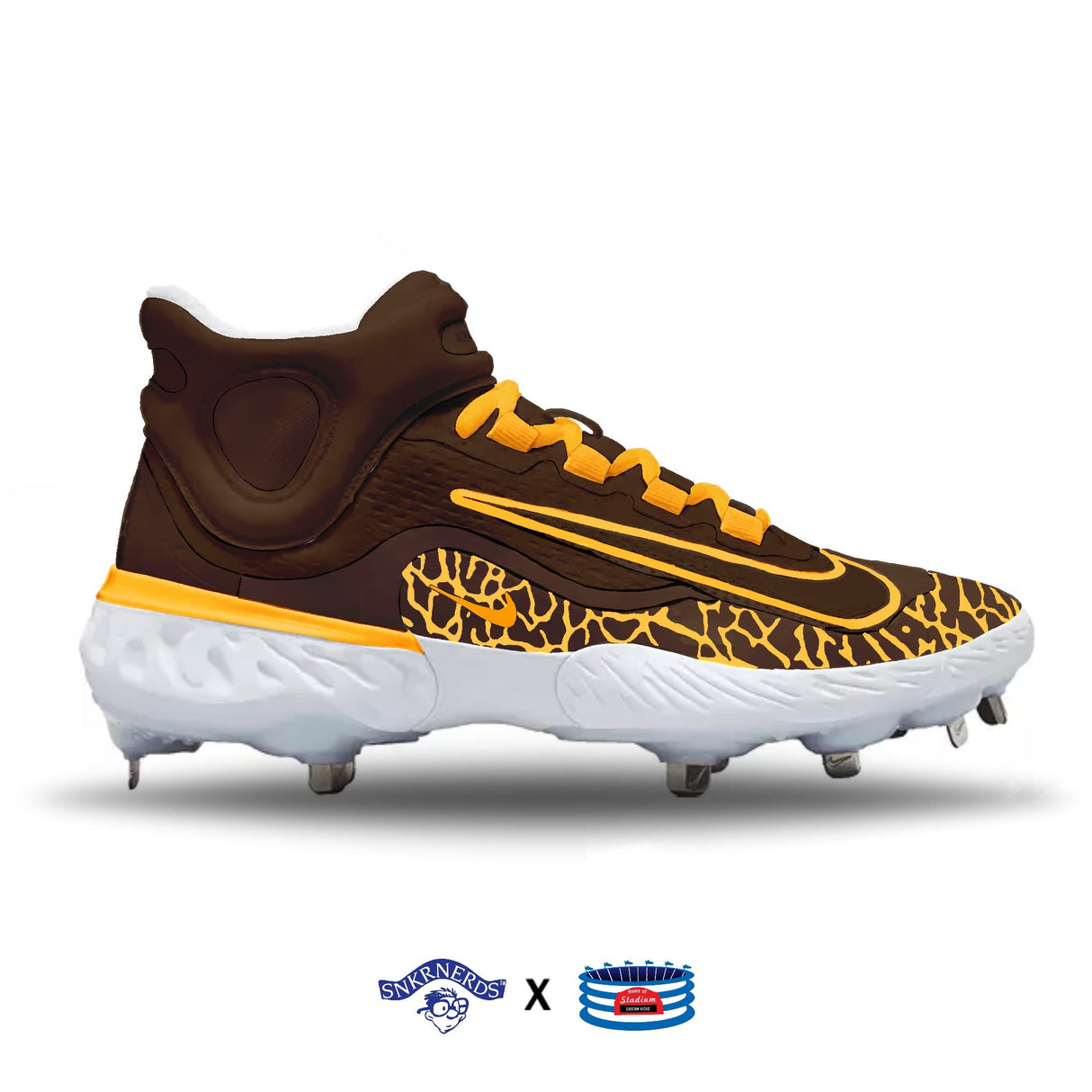 "San Diego" Nike Alpha Huarache Elite 4 Mid Cleats by Stadium Custom Kicks