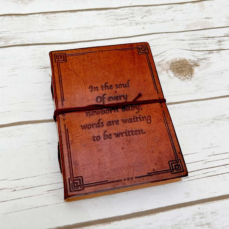 New Born Baby Quote Leather Journal - 7x5 by Soothi