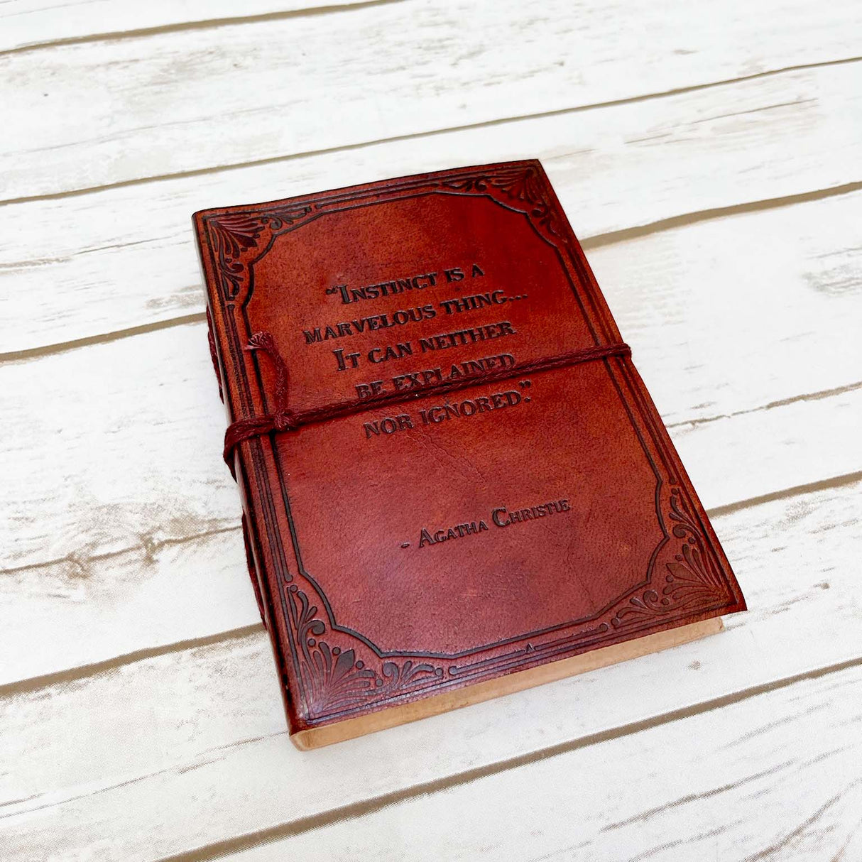 Instinct Is A Marvelous Thing Agatha Christie Quote Leather Journal - 7x5 by Soothi