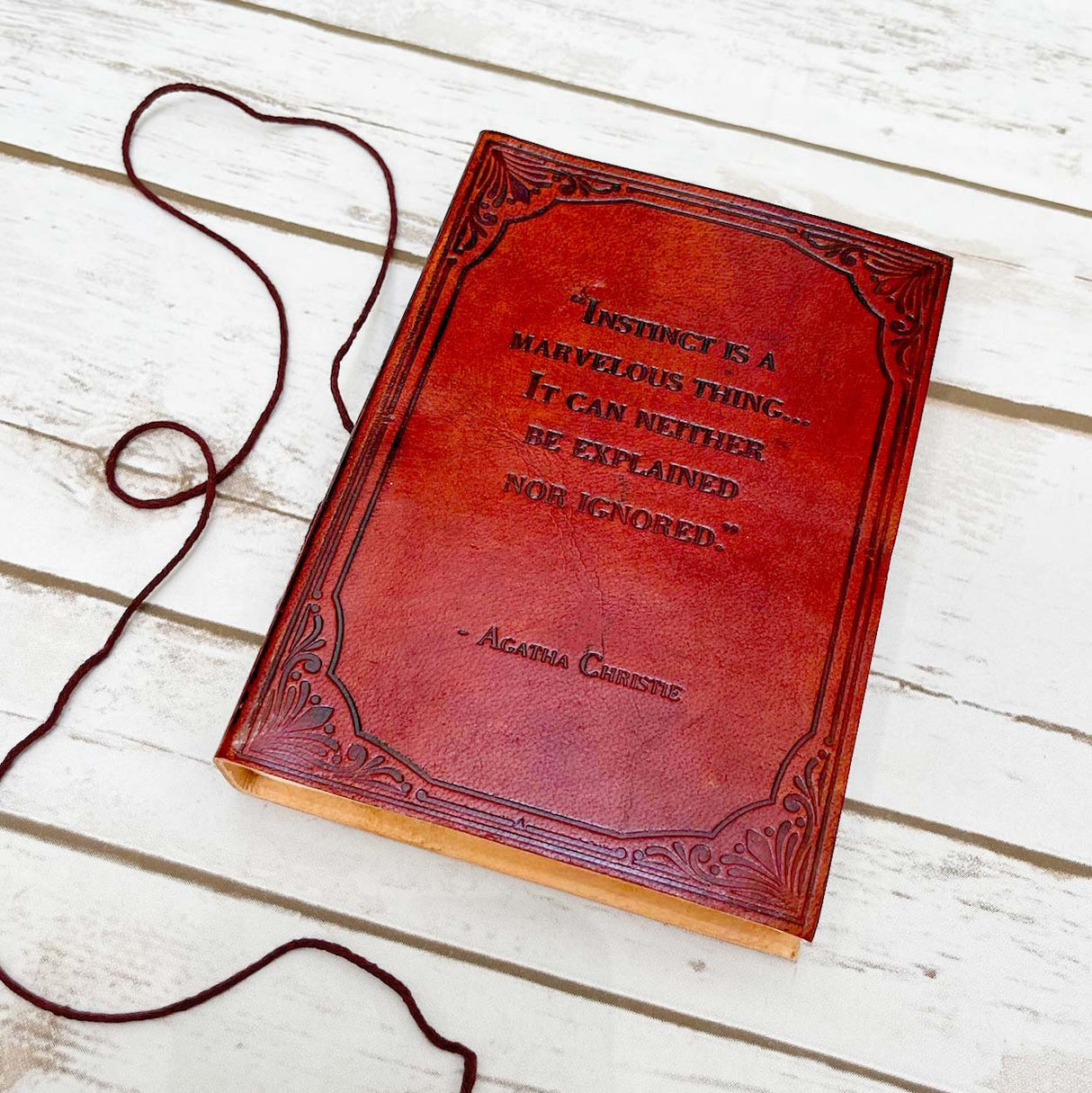 Instinct Is A Marvelous Thing Agatha Christie Quote Leather Journal - 7x5 by Soothi