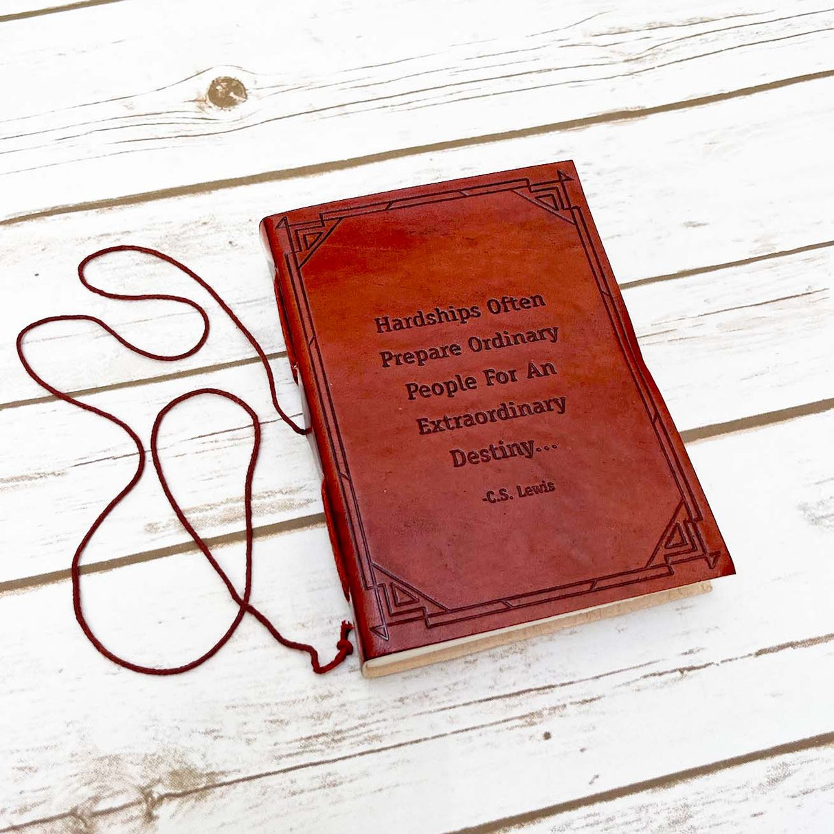 Hardships And Extraordinary Journey C.S. Lewis Quote Leather Journal - 7x5 by Soothi