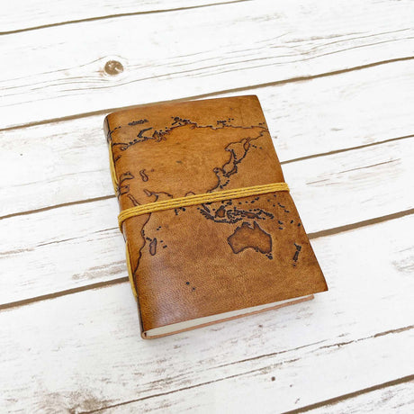 World Map 7x5 Handmade Leather Journal by Soothi