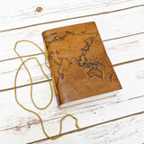 World Map 7x5 Handmade Leather Journal by Soothi