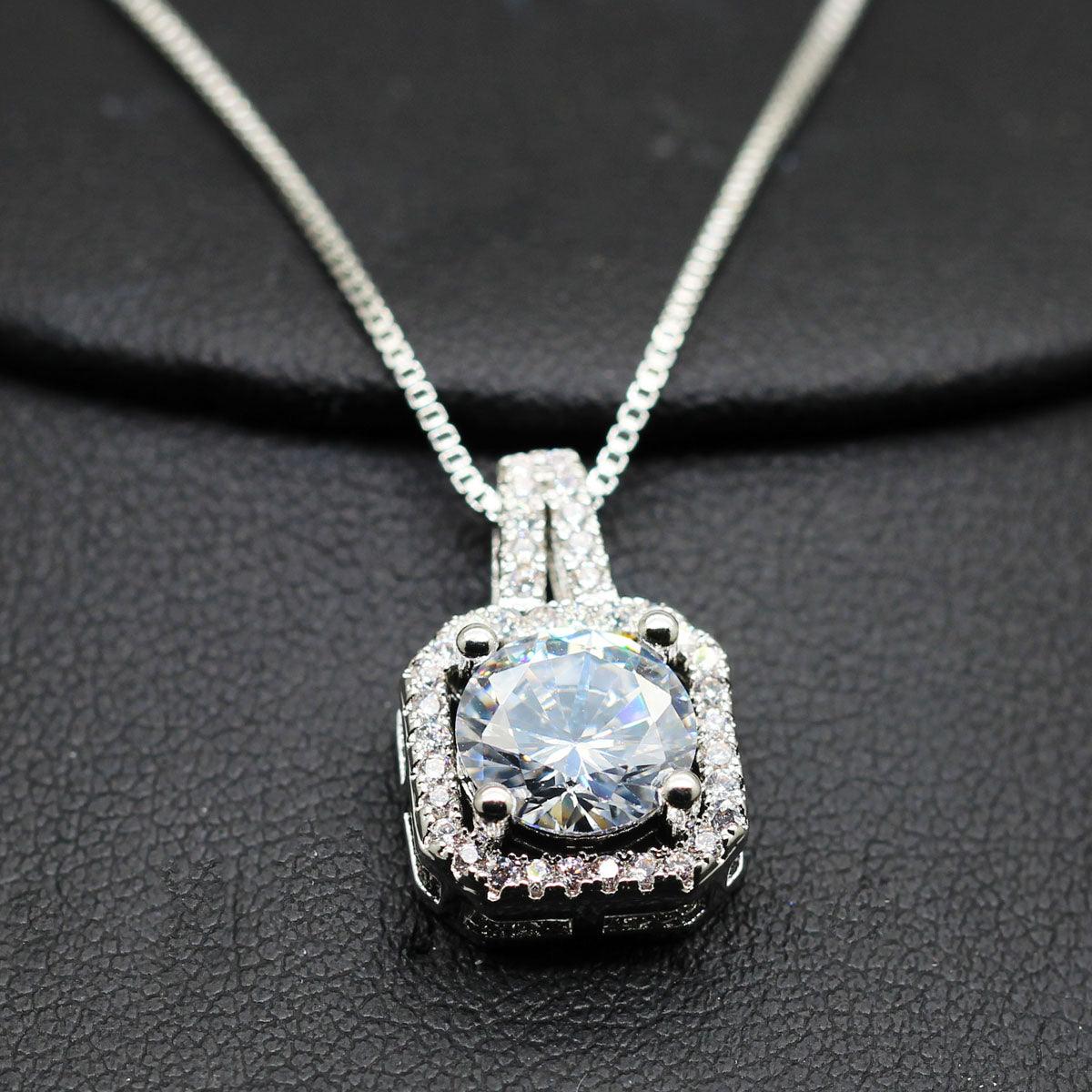 Two Carat Halo Cubic Zirconia Pendant Necklace by Hollywood Sensation®