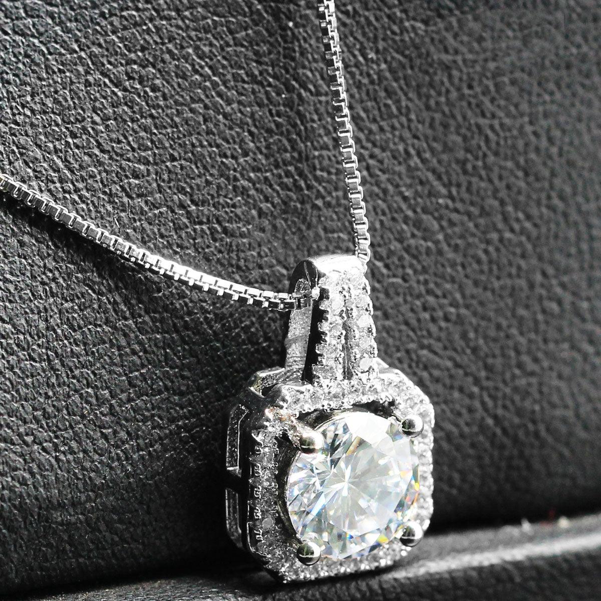 Two Carat Halo Cubic Zirconia Pendant Necklace by Hollywood Sensation®