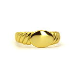 14k Gold Screw Band Design Oval Signet Ring by VicStoneNYC Fine Jewelry