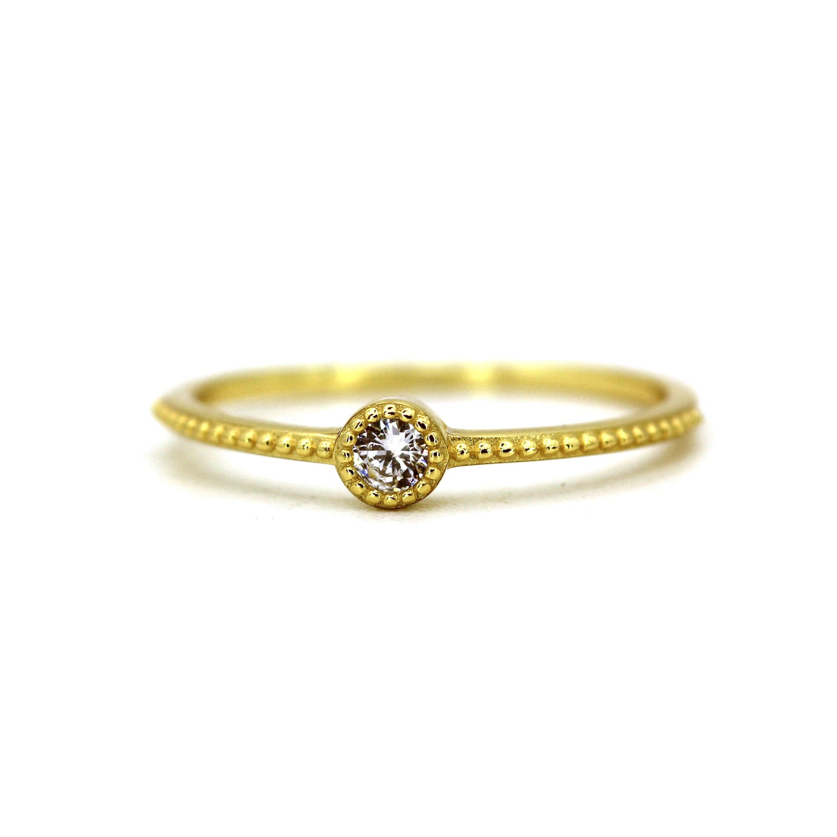 14k Natural Diamond Antique 14K Yellow Solid Gold Ring by VicStoneNYC Fine Jewelry