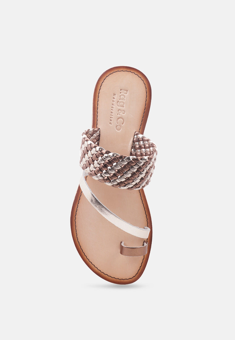 isidora braided leather flat sandal by London Rag