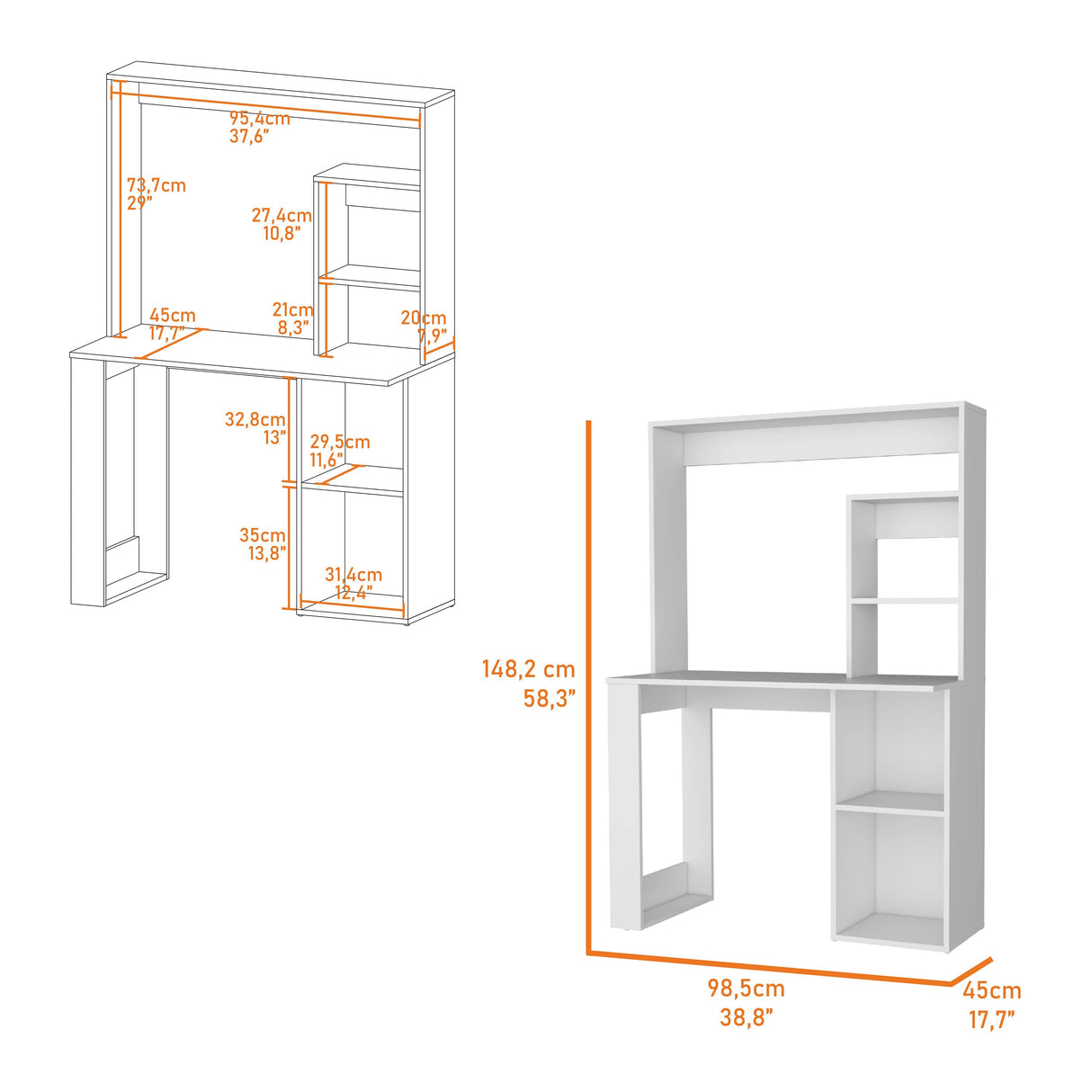 Carroll Computer Desk with Hutch and Shelves by FM FURNITURE