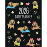 Pug Planner 2026: Funny Tiny Dog Monthly Agenda January-December Organizer (12 Months) Cute Canine Puppy Pet Scheduler with Flowers & Pretty Pink Hear